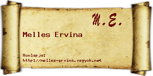 Melles Ervina névjegykártya